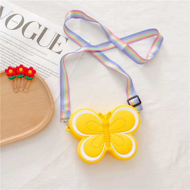 Wholesale Kids Double Sided Butterfly Silicone Messenger Bag